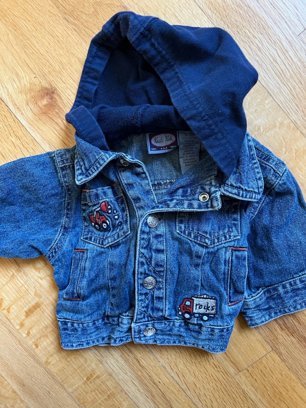 Construction Theme Denim Hoodie Jacket , 0-3 months